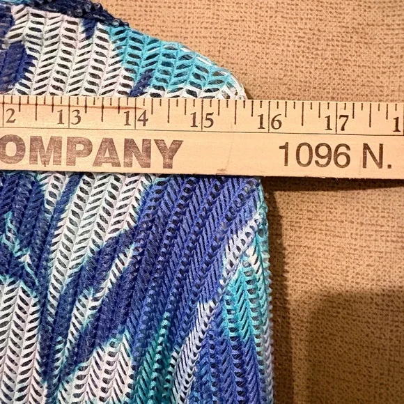 Alfred Dunner Blue & Teal Floral Open Cardigan - Picture 5 of 7